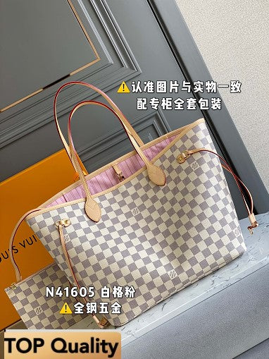 M40995 NEVERFULL WHITE DAMIER CANVAS BAGS, MM SIZE.