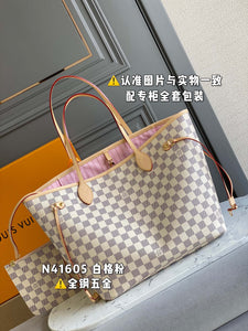 M40995 NEVERFULL WHITE DAMIER CANVAS BAGS, MM SIZE.