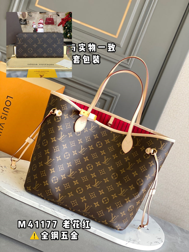 LOUIS VUITTON Neverfull bag with a Matching Wallet.