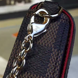 N63032 Pochette Felicie Chain Wallet Damier Ebene Canvas