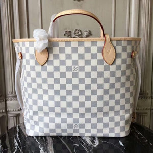 N41361 Neverfull MM Shoulder Bag Damier Azur Canvas.