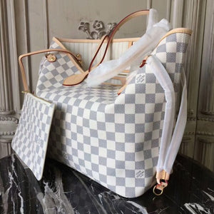 N41361 Neverfull MM Shoulder Bag Damier Azur Canvas.