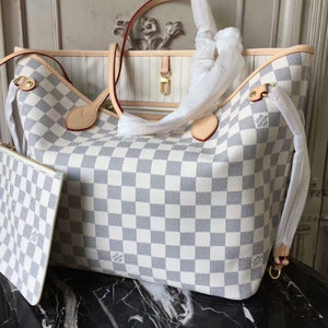 N41361 Neverfull MM Shoulder Bag Damier Azur Canvas.