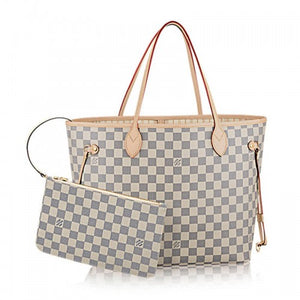 N41361 Neverfull MM Shoulder Bag Damier Azur Canvas.