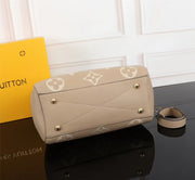 LOUIS VUITTON M41047 MONTAIGNE MM TOTE BAG MONOGRAM EMPREINTE LEATHER, BEIGE COLOR.