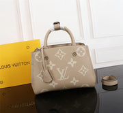 LOUIS VUITTON M41047 MONTAIGNE MM TOTE BAG MONOGRAM EMPREINTE LEATHER, BEIGE COLOR.