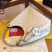 LOUIS VUITTON M52950 LV CARMEL HOBO BAG MAHINA LEATHER WHITE.