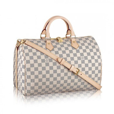 Louis Vuitton Speedy Bandouliere 35 Damier Azur Canvas Tote Bag