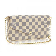 N63106 Pochette Felicie Chain Wallet Damier Azur Canvas